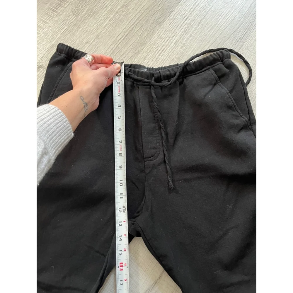 Zara NWOT cropped linen blend pull on black pants size M